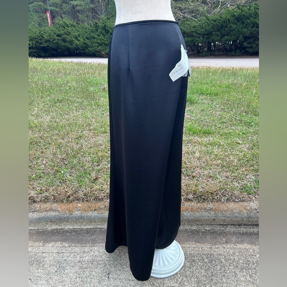 Scott McClintock Black Satin formal long maxi skirt